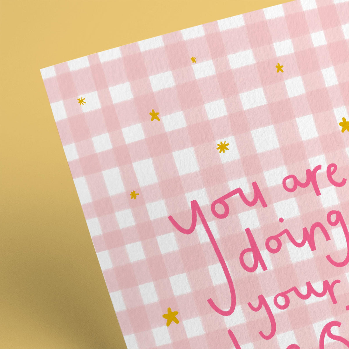 You Are Doing Your Best Print, Pink Gingham Wall Art, Positive Quote Poster, Digital Download