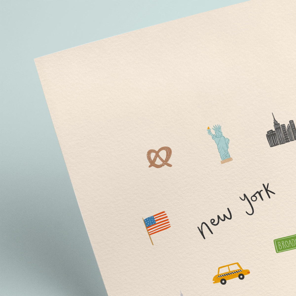 New York Wall Art Print, Illustrated NYC Travel Poster, Colourful Digital Download