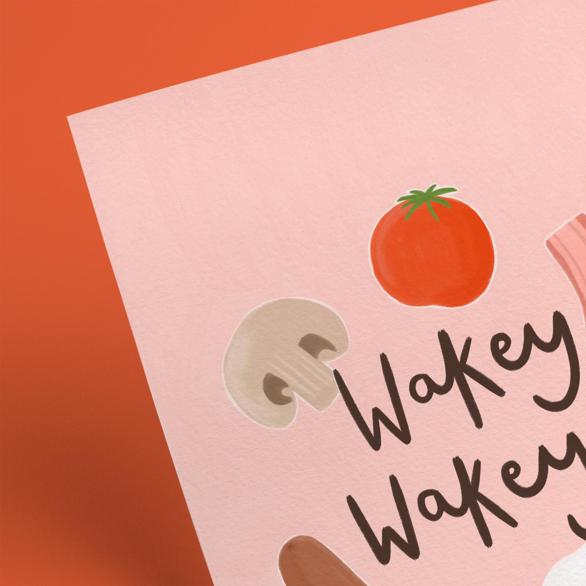 Wakey Wakey Breakfast Print, Pink Kitchen Wall Art, Colourful Digital Download
