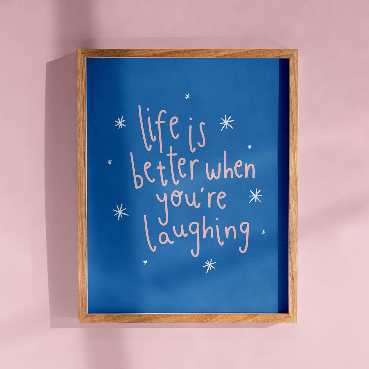 Life Is Better When You’re Laughing Print, Blue Positive Quote Wall Art, Colourful Digital Download