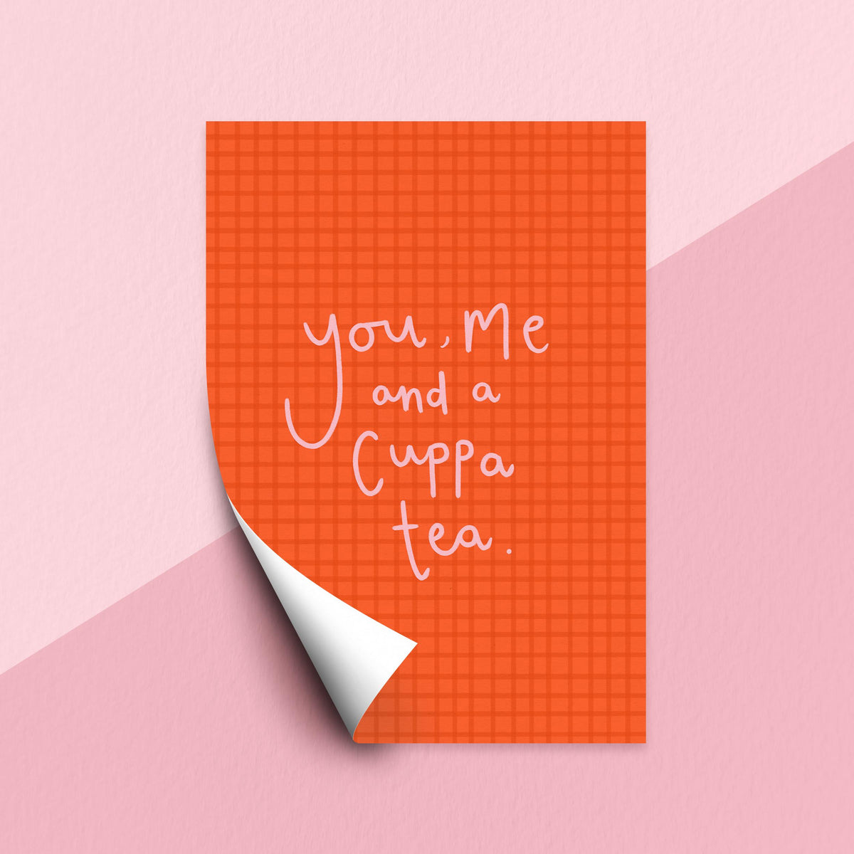 You Me and a Cuppa Tea Print, Colourful Kitchen Wall Art, Tea Lover Gift, Digital Download