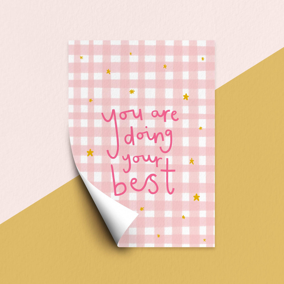 You Are Doing Your Best Print, Pink Gingham Wall Art, Positive Quote Poster, Digital Download