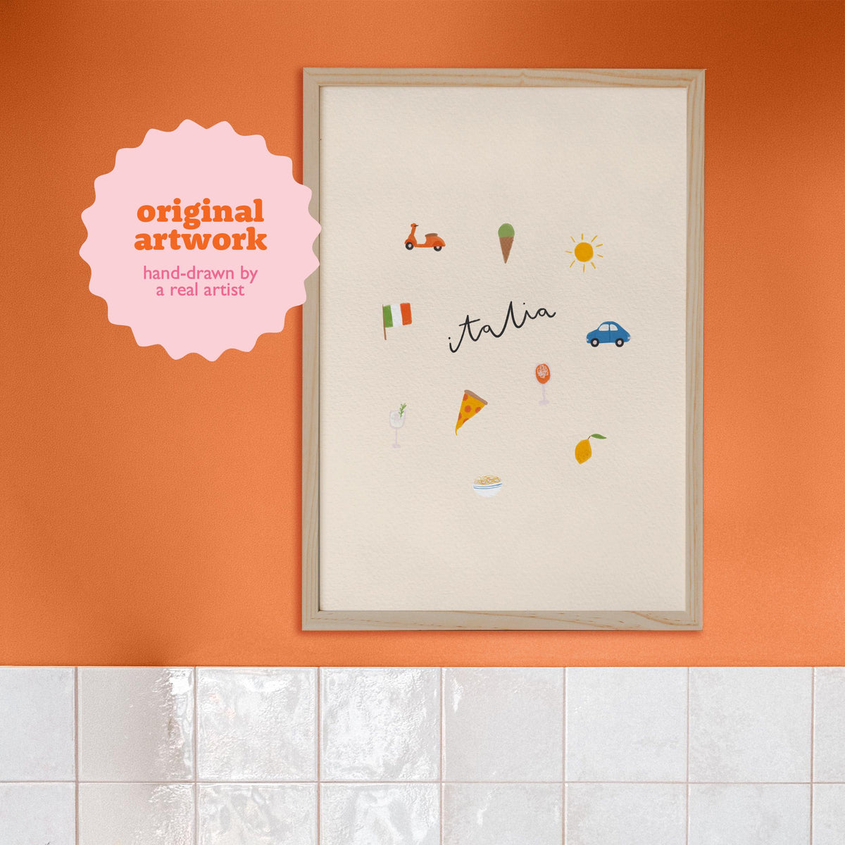 Italy Wall Art Print, Illustrated Italian Travel Poster, Colourful Digital Download